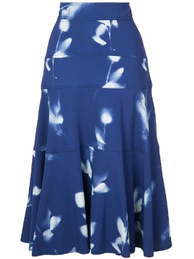 Shop Proenza Schouler Rose Print Skirt - Blue