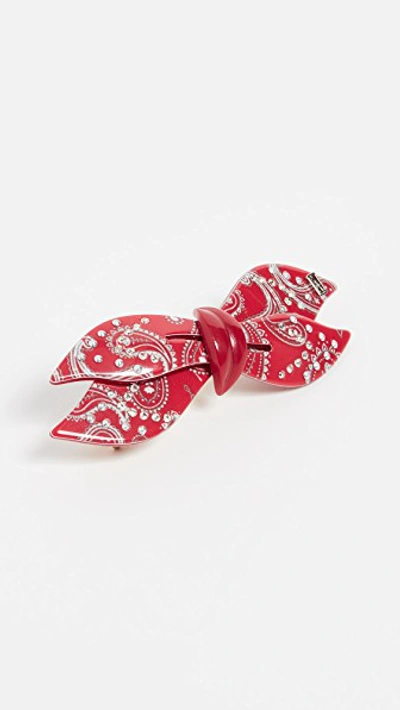 Shop Alexandre De Paris Bandana Barrette In Scarf Rouge