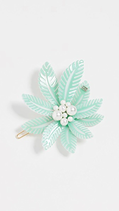 Shop Alexandre De Paris Imitation Pearl Tropical Barrette In Folk Menthol