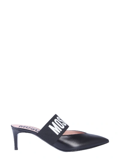 Shop Moschino Mules With Logo In Black