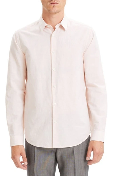 Shop Theory Irving Trim Fit Linen Blend Sport Shirt In Tint