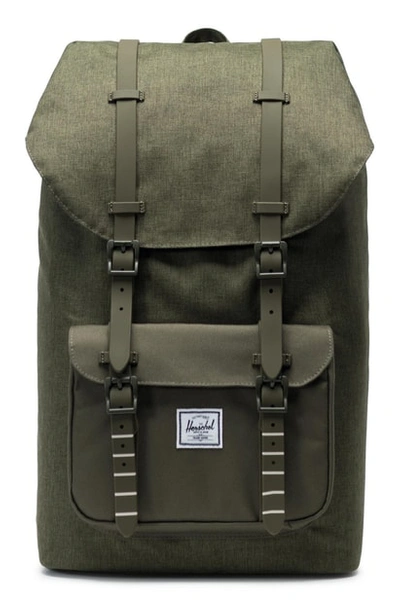 Shop Herschel Supply Co Little America Backpack - Green In Olive Night Crosshatch