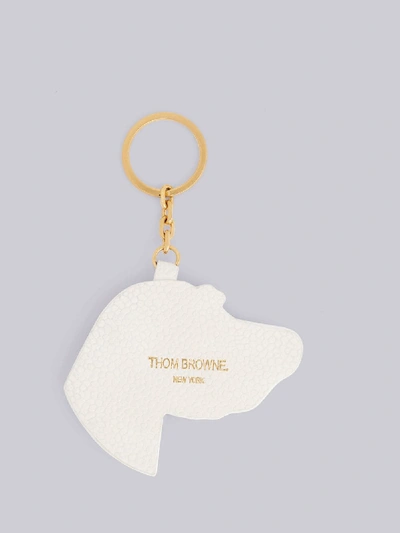 Shop Thom Browne Pebbled Leather Hector Keyring In White