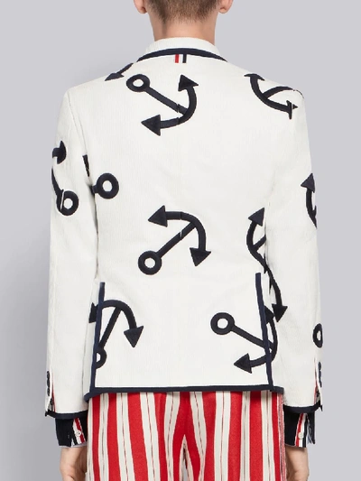 Shop Thom Browne Embroidered Anchor Corduroy Sport Coat In White