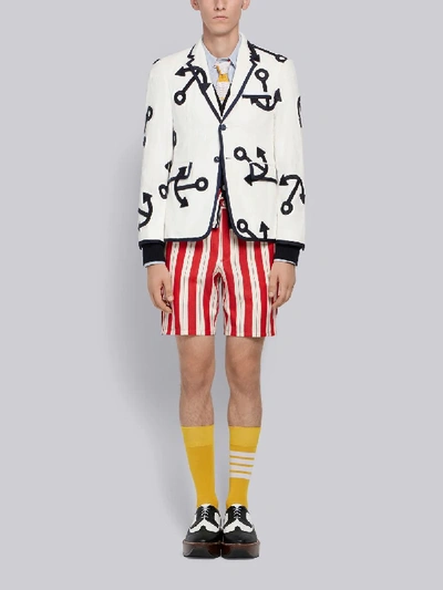 Shop Thom Browne Embroidered Anchor Corduroy Sport Coat In White