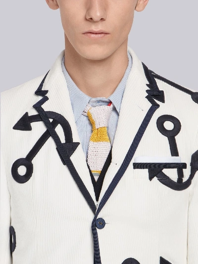 Shop Thom Browne Embroidered Anchor Corduroy Sport Coat In White