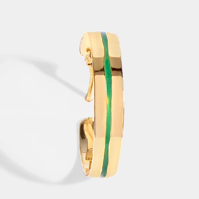 Shop Aurelie Bidermann | Ajoncs Gold-plated Hoop Earrings With Emerald Green Enamel Detail