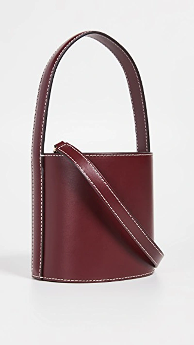 Shop Staud Mini Bissett Bag In Bordeaux