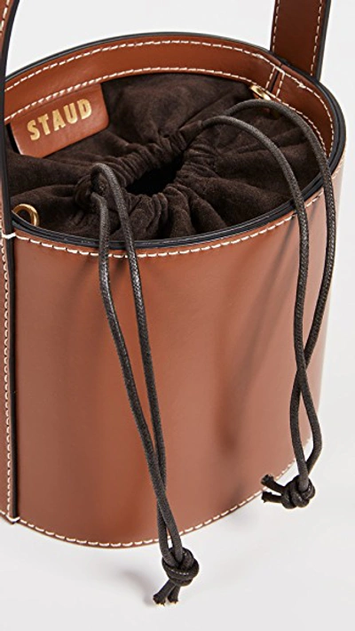 Shop Staud Mini Bissett Bag In Tan