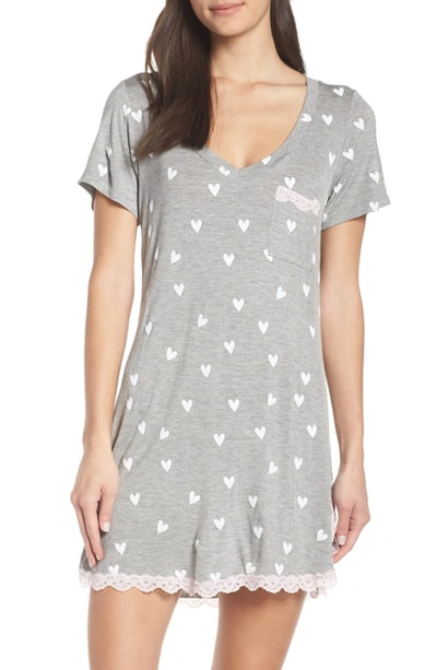Shop Honeydew Intimates 'all American' Sleep Shirt In Heather Grey Hearts