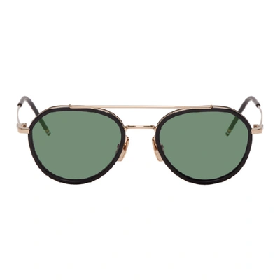 Shop Thom Browne Gold And Black Tb-801 Sunglasses In Gldblkdrkgr