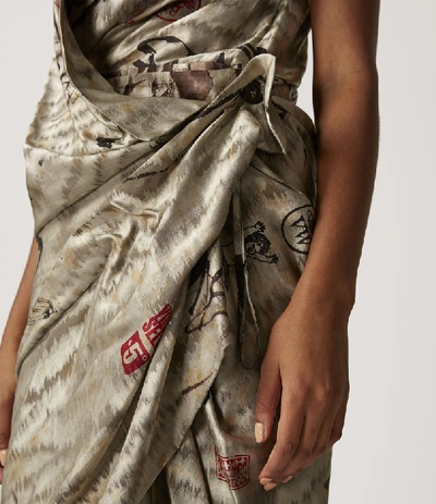 Shop Vivienne Westwood River Dress Chinese Peony Print In Grey