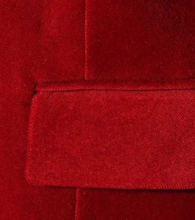 Shop Saint Laurent Velvet Blazer In Red
