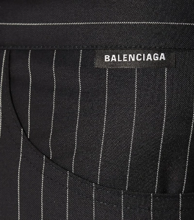 Shop Balenciaga Striped Wool And Cashmere Pants In Blue