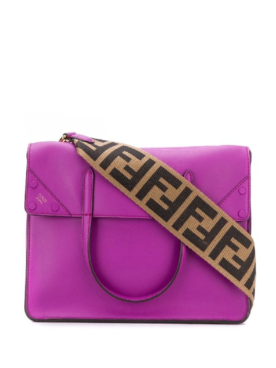 Shop Fendi Flip Regular Handbag - Purple