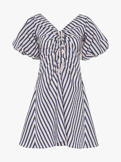 Shop Paper London Sisi Stripe Mini Dress In Blue/pink
