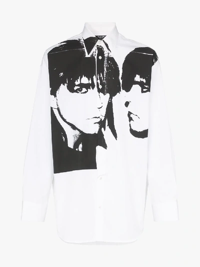 Shop Calvin Klein 205w39nyc Face Print Cotton Shirt In White