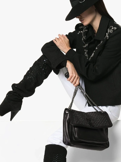 Shop Saint Laurent Black Niki Medium Stud-embellished Shoulder Bag In 1078 Black