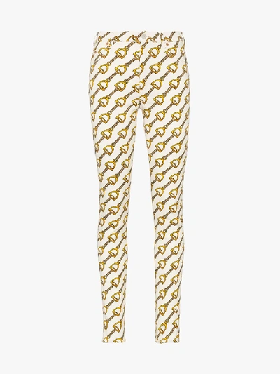 Shop Gucci Chain Print Skinny Jeans In 9192 Ivory/multi