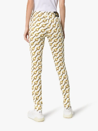 Shop Gucci Chain Print Skinny Jeans In 9192 Ivory/multi