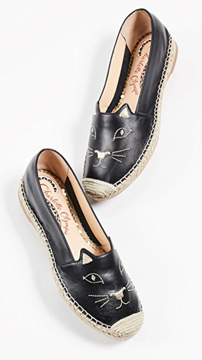 Shop Charlotte Olympia Kitty Espadrilles In Black