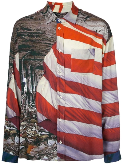 Shop 424 American Flag Print Shirt - Multicolour