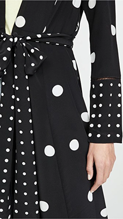 Shop We Are Leone Contrast Polka Dot Maxi Cardigan In Black With White Polka Dots