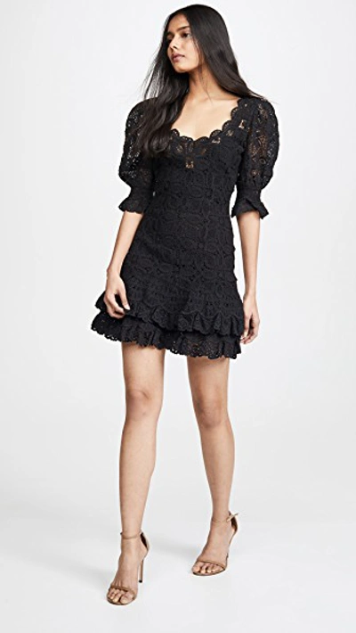 Shop Jonathan Simkhai Crochet Lace Mini Dresss In Black