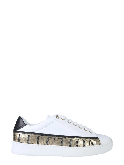 Shop Versace Sneakers With Logo In Bianco
