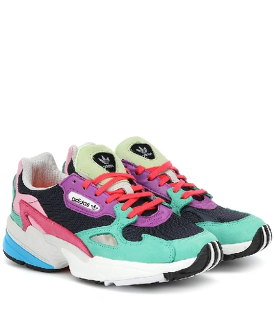 Shop Adidas Originals Falcon Leather-trimmed Sneakers In Multicoloured