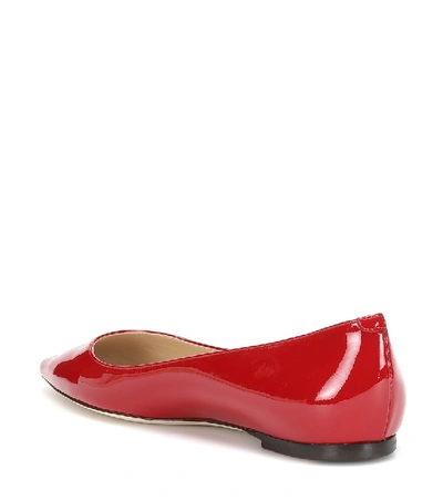 Shop Jimmy Choo Romy Patent Leather Ballet Flats In Red