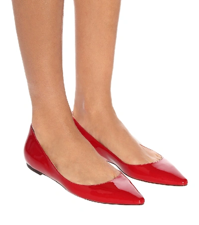 Shop Jimmy Choo Romy Patent Leather Ballet Flats In Red