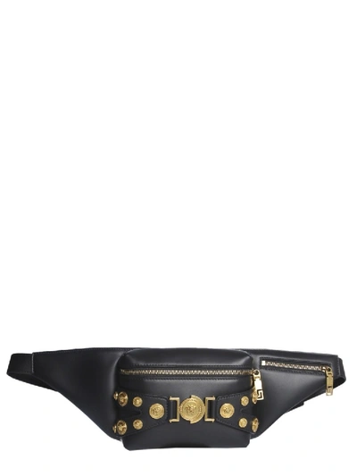 Shop Versace Coin Embellished Belt Bag In Black