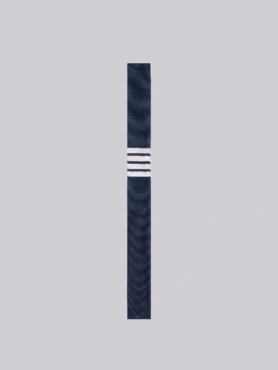 Shop Thom Browne 4-bar Silk Knit Tie In Blue