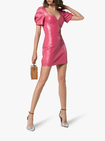 Shop Area Leather Mini Dress In Pink
