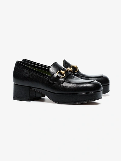 Shop Gucci Black Horsebit 60 Leather Platform Loafers