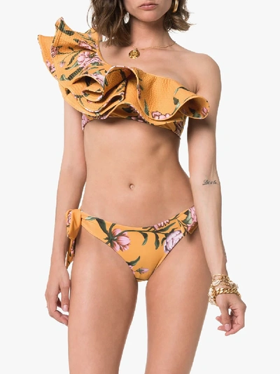 Shop Johanna Ortiz A Prayer For Spring One Shoulder Bikini Set In Yellow