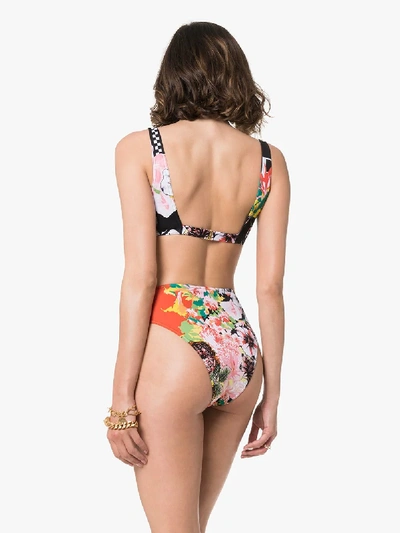 Shop Versace Logo And Floral Print Bikini Set In A7000 Multi Color