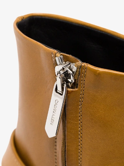 Shop Calvin Klein 205w39nyc Tan Brown Carla 10 Harness Detail Leather Cowboy Boots