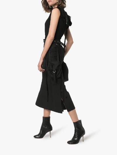 Shop Hyein Seo Utility Pouch Belted Cotton Midi Skirt In Black