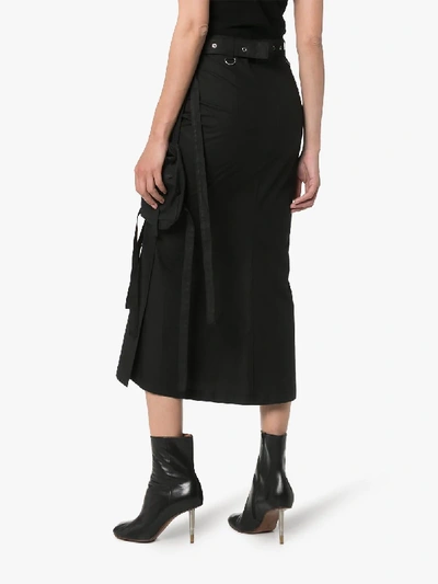 Shop Hyein Seo Utility Pouch Belted Cotton Midi Skirt In Black