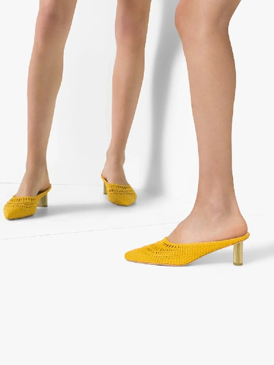 Shop Cult Gaia Canary Yellow Della 70 Woven Leather Mules