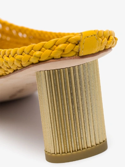 Shop Cult Gaia Canary Yellow Della 70 Woven Leather Mules