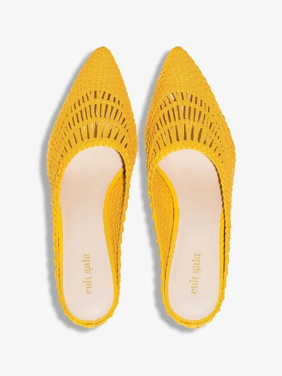 Shop Cult Gaia Canary Yellow Della 70 Woven Leather Mules