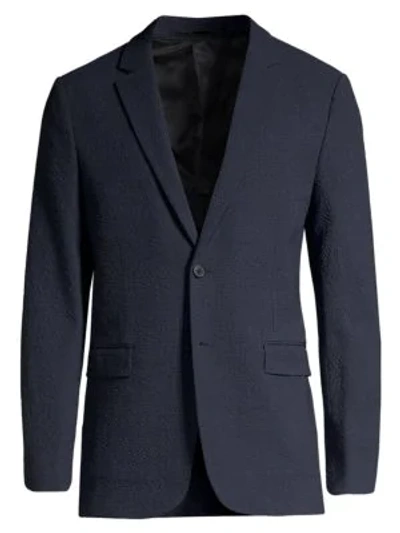 Shop Theory Men's Clinton Oxygen Seersucker Stretch Wool Blazer In Dark Navy