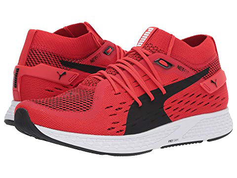 puma red black shoes