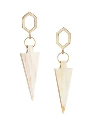 Shop Akola Vila Khamisi Blonde Horn Arrowhead Goldtone Earrings