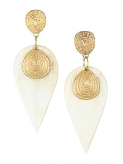 Shop Akola Vila Gwyn Blonde Petal Horn & Goldtone Thumbprint Drop Earrings