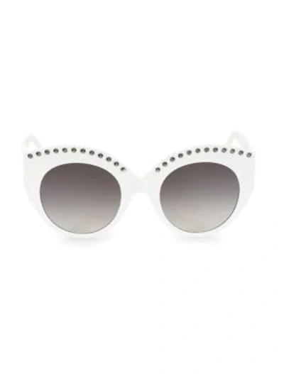 Shop Alaïa 52mm Round Sunglasses In White