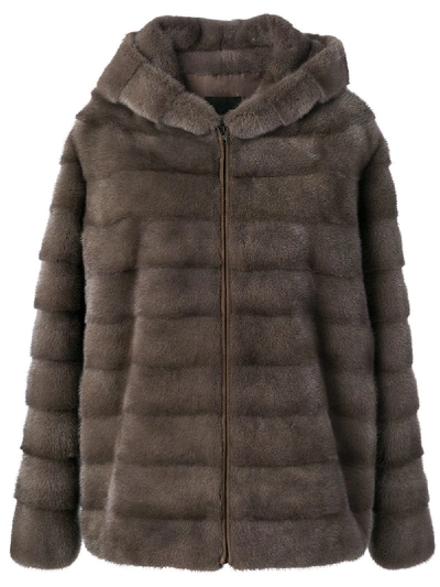 Shop Liska Rita Fur Trimmed Coat - Grey